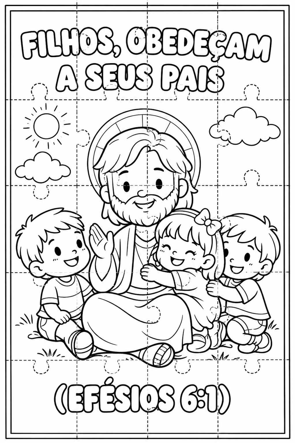 Quebra-cabeça Filhos obedeçam a seus pais (Efésios 6:1)