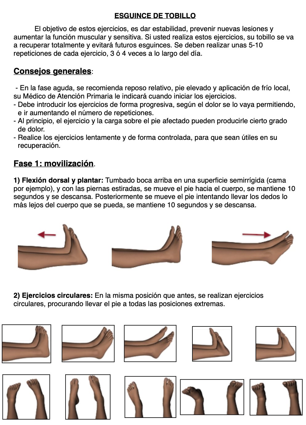 Ejercicios de movilización de tobillo