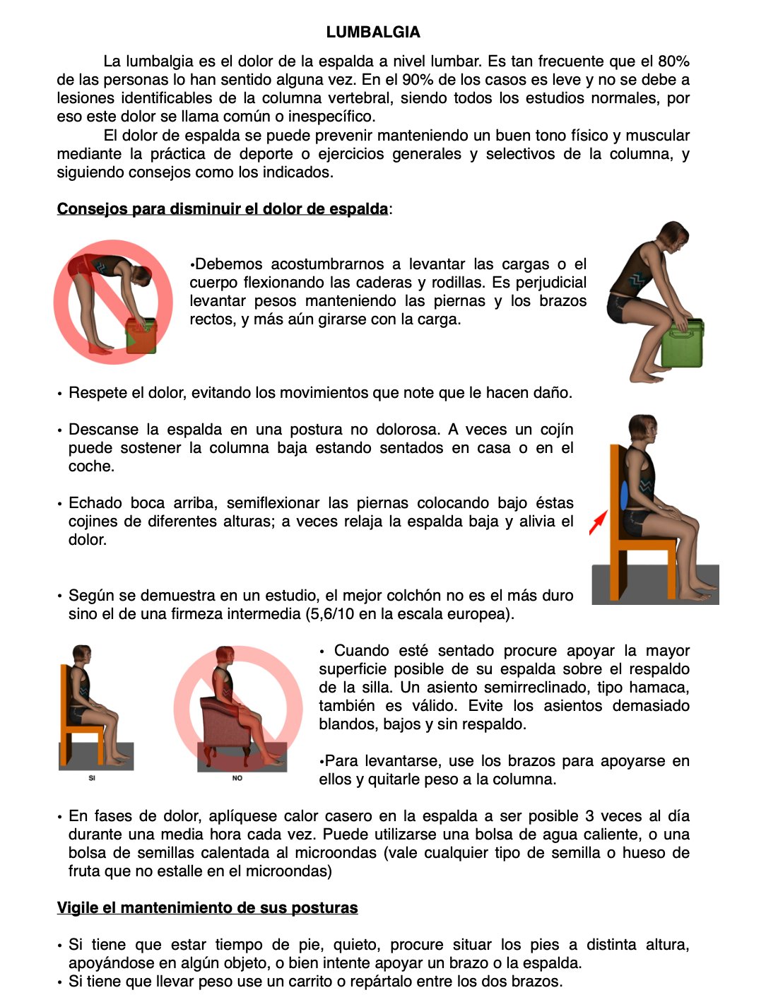 Consejos para la lumbalgia