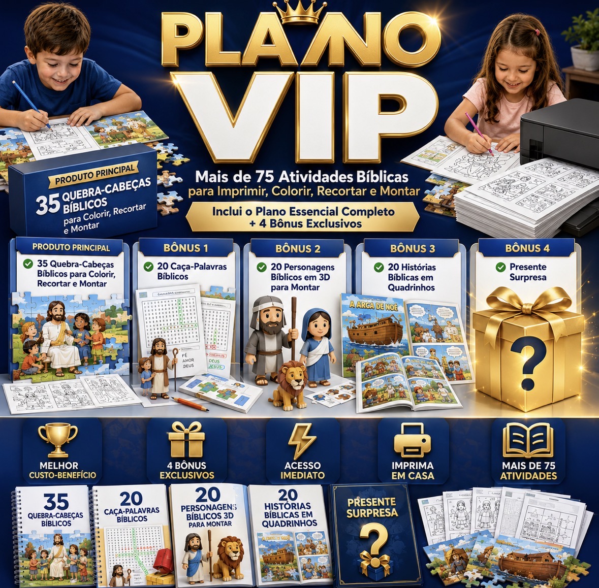 Plano VIP Completo - 75+ atividades bíblicas